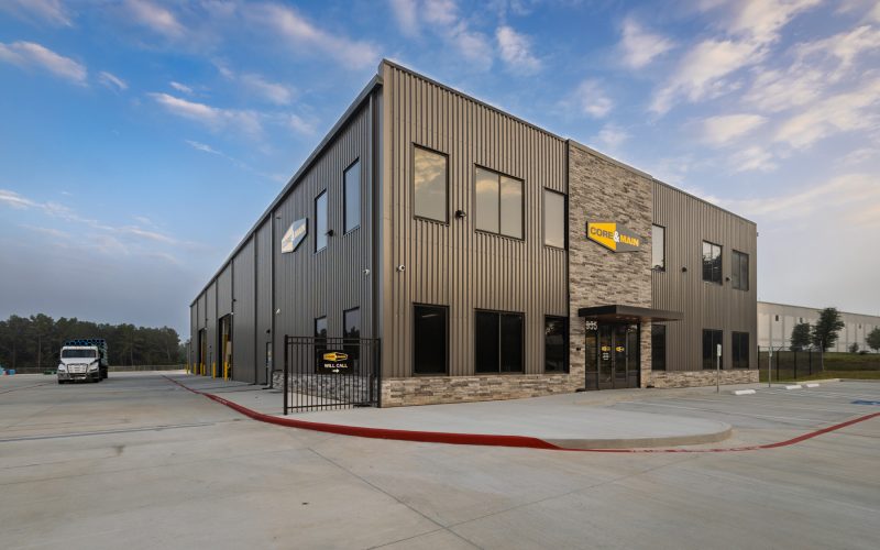 Photography documenting the completed CORE & Main industrial facility located in Conroe, Texas.
Commissioned by Rosenberger Construction to showcase the successful completion of a build-to-suit project designed to meet the specific operational requirements of CORE & Main, a leading distributor of water, sewer, storm drain, and fire protection products.
Images highlight architectural details, site layout, and construction quality as part of Rosenberger’s portfolio of industrial and commercial developments across Texas. Photographed by Mauricio Ramirez, Commercial and Industrial Photographer based in The Woodlands, Texas.