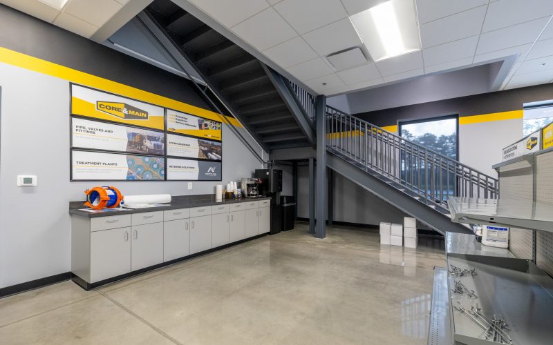 Photography documenting the completed CORE & Main industrial facility located in Conroe, Texas.
Commissioned by Rosenberger Construction to showcase the successful completion of a build-to-suit project designed to meet the specific operational requirements of CORE & Main, a leading distributor of water, sewer, storm drain, and fire protection products.
Images highlight architectural details, site layout, and construction quality as part of Rosenberger’s portfolio of industrial and commercial developments across Texas. Photographed by Mauricio Ramirez, Commercial and Industrial Photographer based in The Woodlands, Texas.